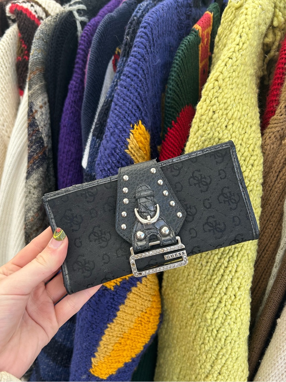 Y2K Guess rhinestone monogram wallet